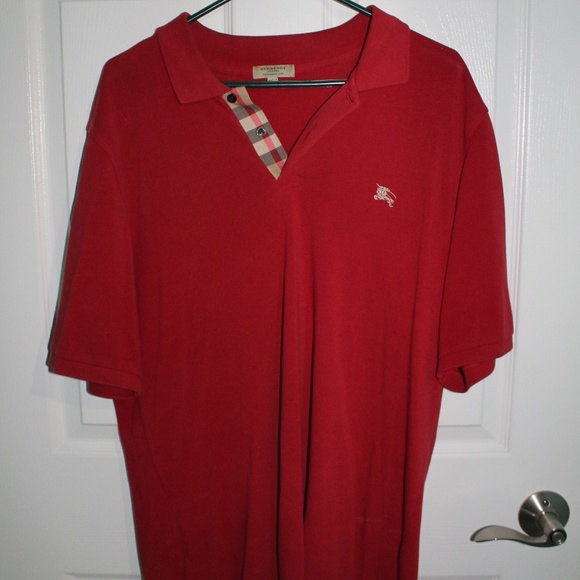 RED BURBERRY LONDON POLO SHIRT - Picture 1 of 2